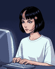Claudia at her desk